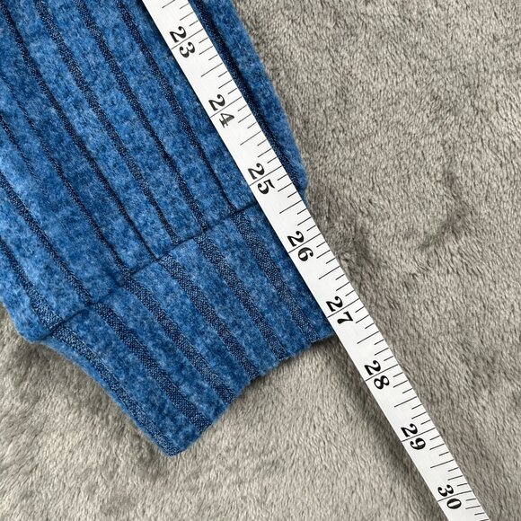 Ribbed Knit Sweater Women’s Small Blue Button Shoulder Long Sleeve Pullover Top - Picture 6 of 7